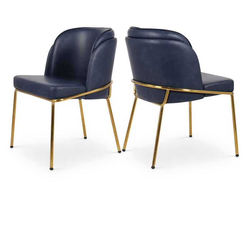 Meridian Furniture Jagger Navy Vegan Leather Dining Chair (Set of 2)