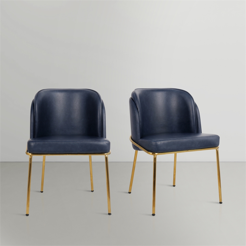 Meridian Furniture Jagger Navy Vegan Leather Dining Chair (Set of 2)