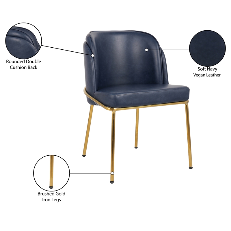 Meridian Furniture Jagger Navy Vegan Leather Dining Chair (Set of 2)
