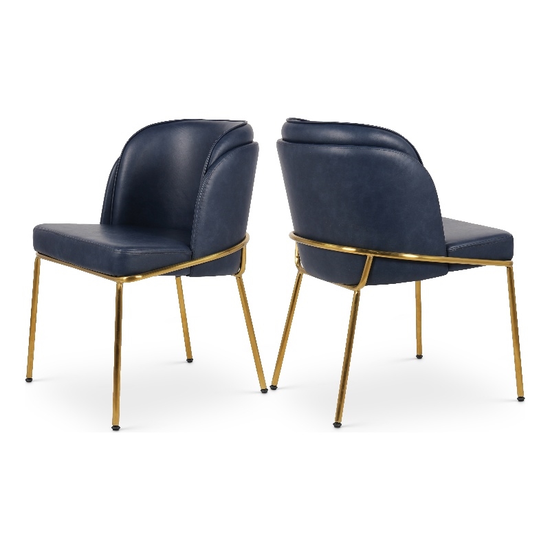 Meridian Furniture Jagger Navy Vegan Leather Dining Chair (Set of 2)