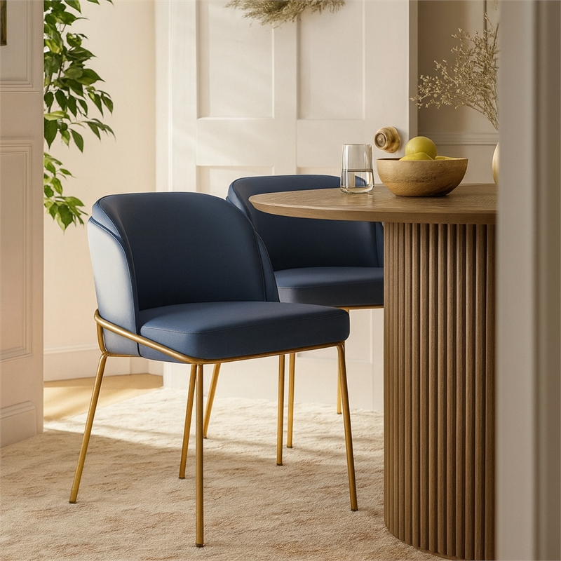 Meridian Furniture Jagger Navy Vegan Leather Dining Chair (Set of 2)