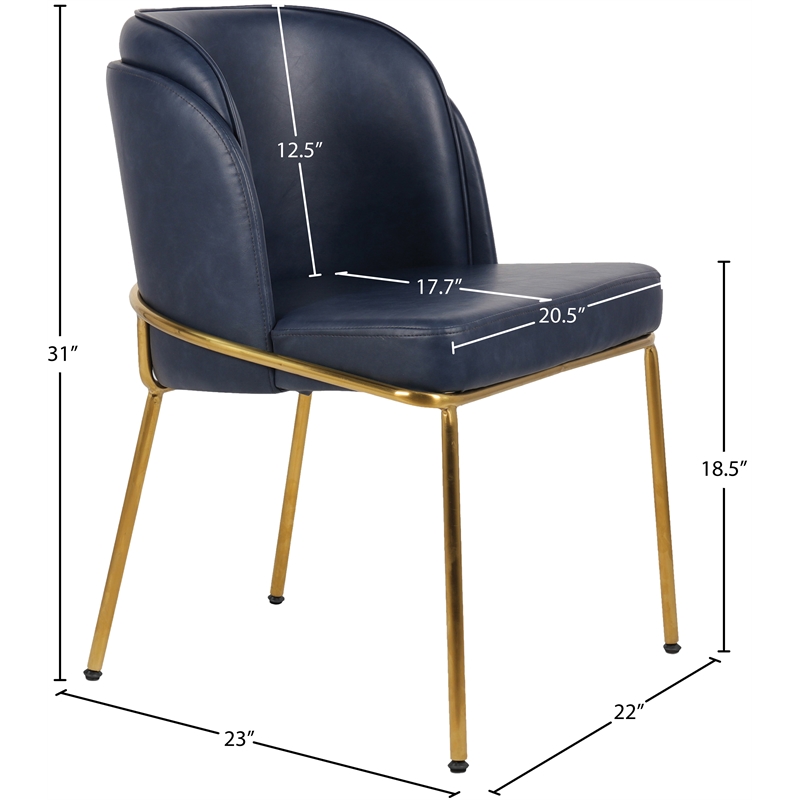 Meridian Furniture Jagger Navy Vegan Leather Dining Chair (Set of 2)