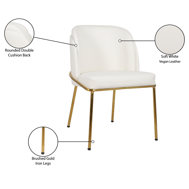 Meridian Furniture Jagger White Vegan Leather Dining Chair (Set of 2)