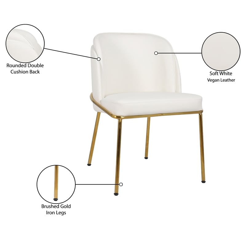 Meridian Furniture Jagger White Vegan Leather Dining Chair (Set of 2)