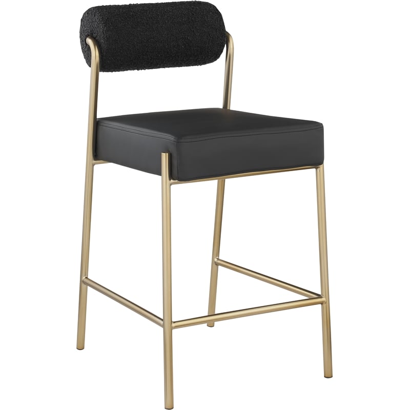 Meridian Furniture Carly Black Vegan Leather / Boucle Counter Stool