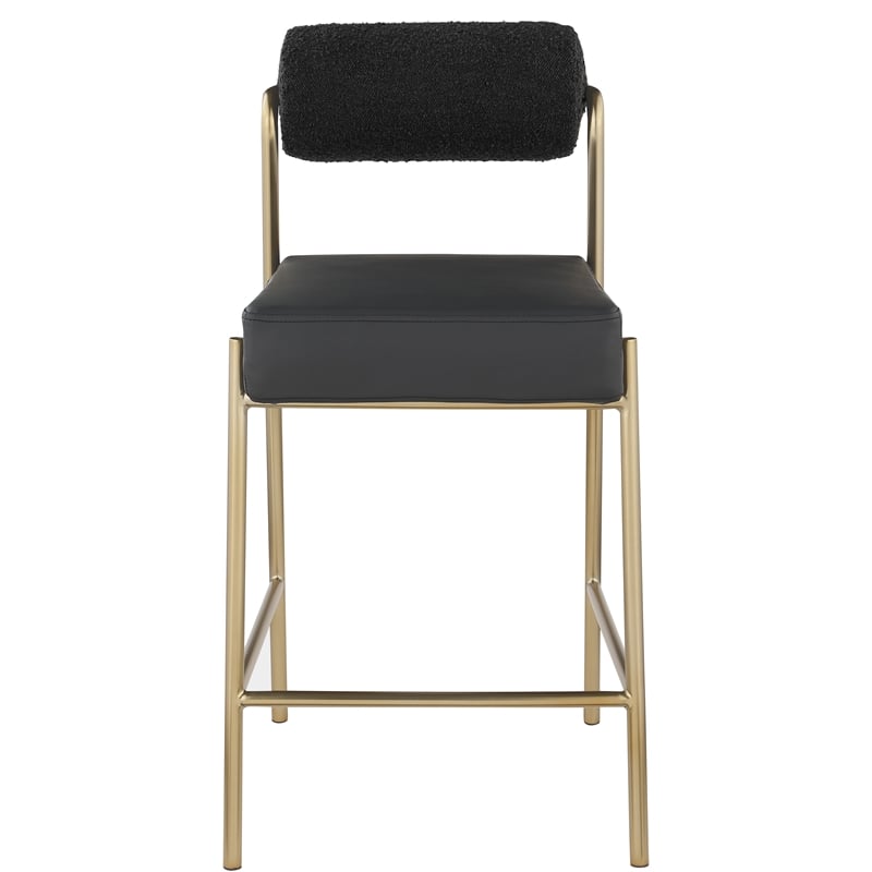 Meridian Furniture Carly Black Vegan Leather / Boucle Counter Stool