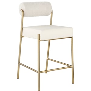 Meridian Furniture Carly Cream Vegan Leather / Boucle Counter Stool