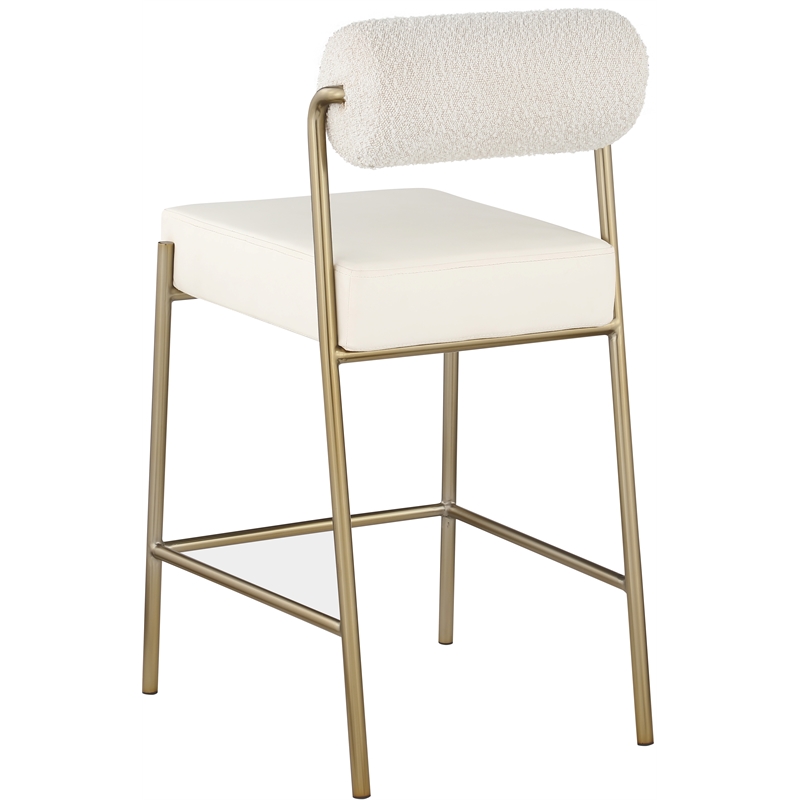 Meridian Furniture Carly Cream Vegan Leather / Boucle Counter Stool