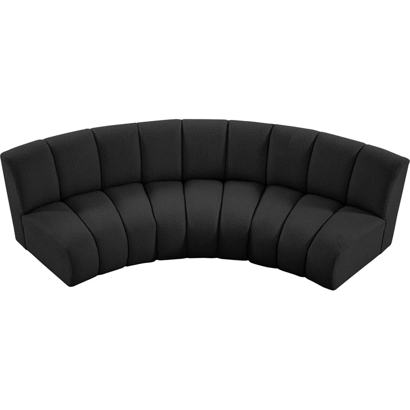 Meridian Furniture Infinity Black Boucle Fabric 3pc. Modular Sectional