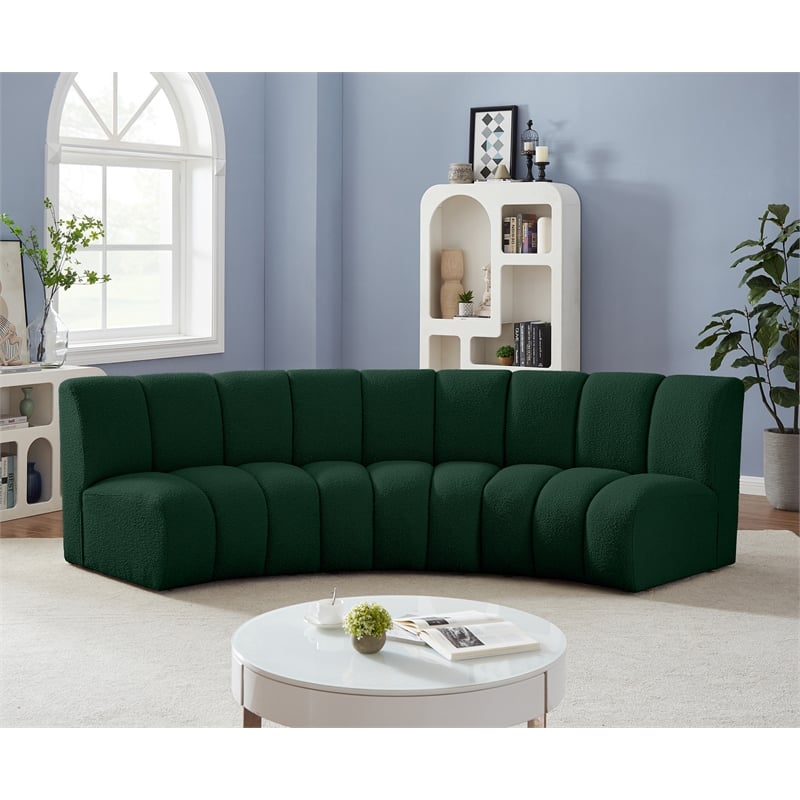 Meridian Furniture Infinity Green Boucle Fabric 3pc. Modular Sectional
