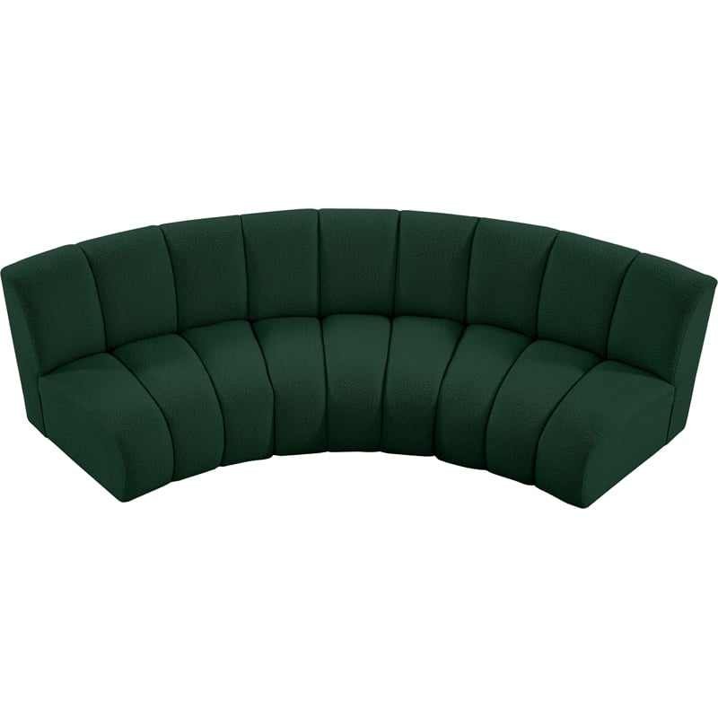 Meridian Furniture Infinity Green Boucle Fabric 3pc. Modular Sectional