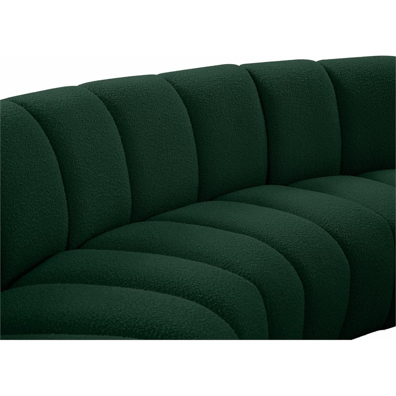Meridian Furniture Infinity Green Boucle Fabric 3pc. Modular Sectional