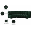 Meridian Furniture Infinity Green Boucle Fabric 3pc. Modular Sectional