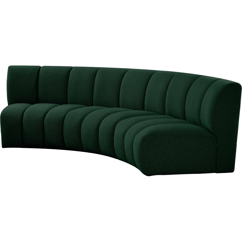 Meridian Furniture Infinity Green Boucle Fabric 3pc. Modular Sectional