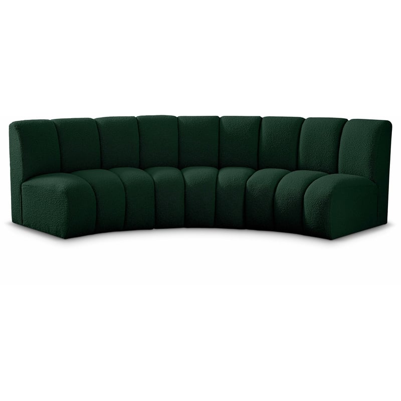 Meridian Furniture Infinity Green Boucle Fabric 3pc. Modular Sectional