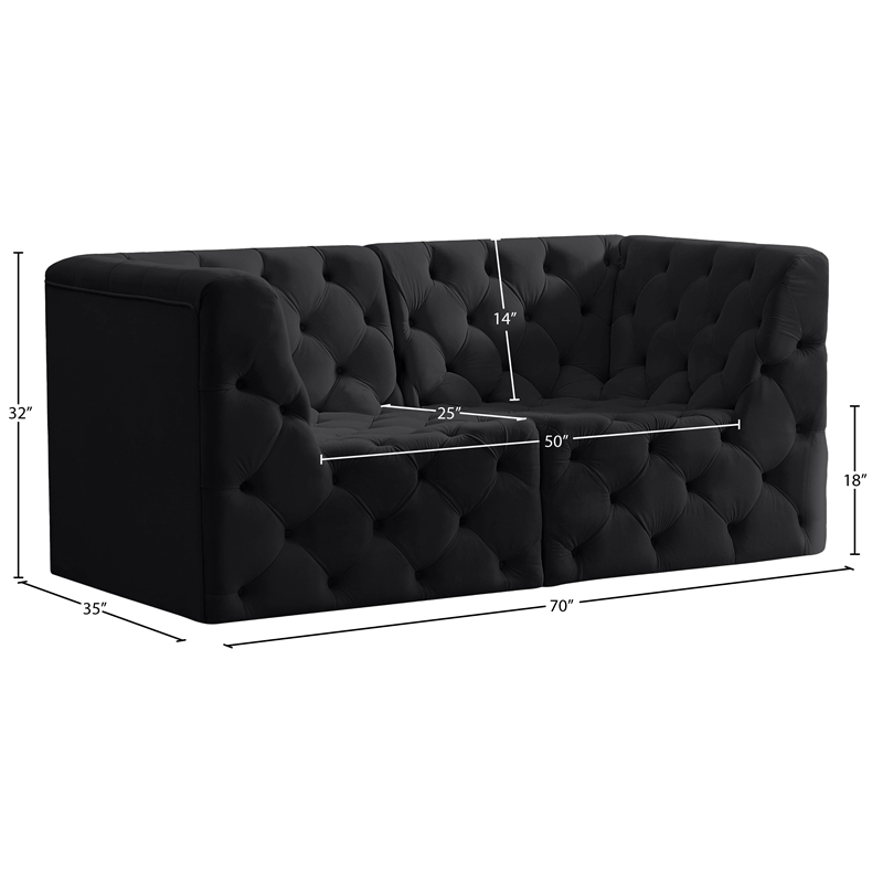 Meridian Furniture Tuft Black Velvet Modular Sofa