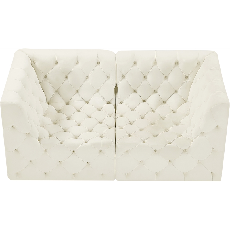 Meridian Furniture Tuft Cream Velvet Modular Sofa
