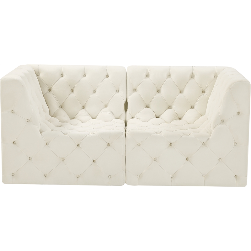 Meridian Furniture Tuft Cream Velvet Modular Sofa