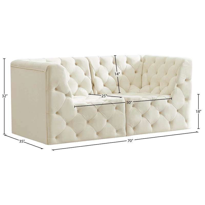 Meridian Furniture Tuft Cream Velvet Modular Sofa