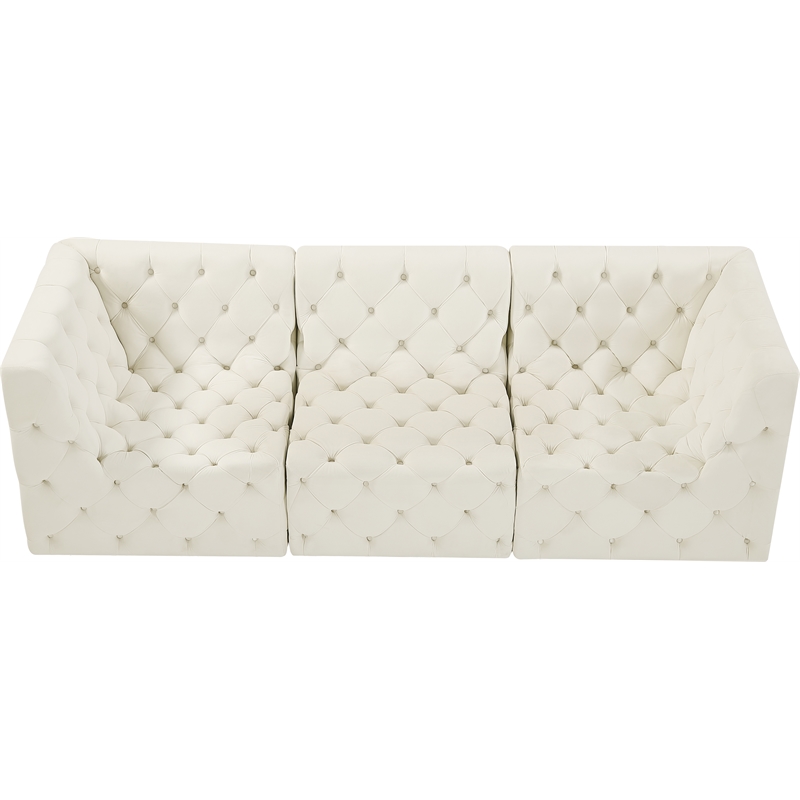 Meridian Furniture Tuft Cream Velvet Modular Sofa