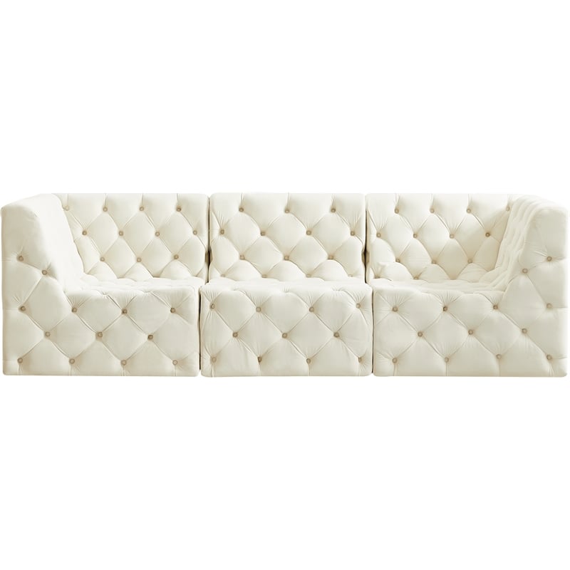 Meridian Furniture Tuft Cream Velvet Modular Sofa