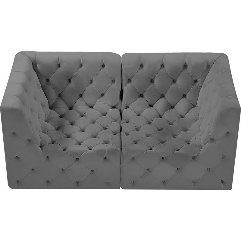 Meridian Furniture Tuft Grey Velvet Modular Sofa