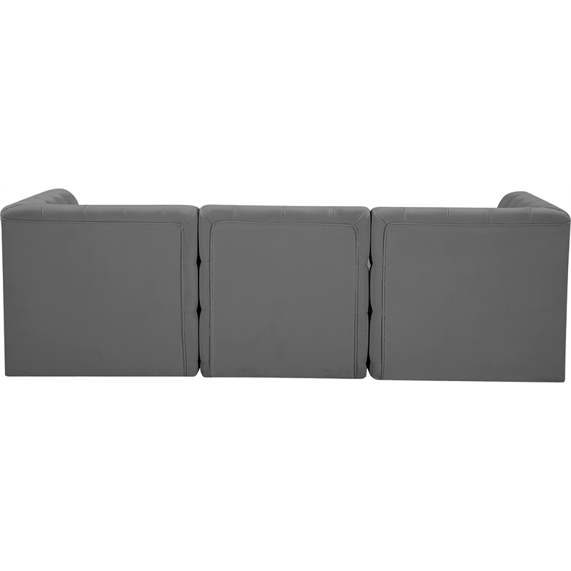 Meridian Furniture Tuft Grey Velvet Modular Sofa