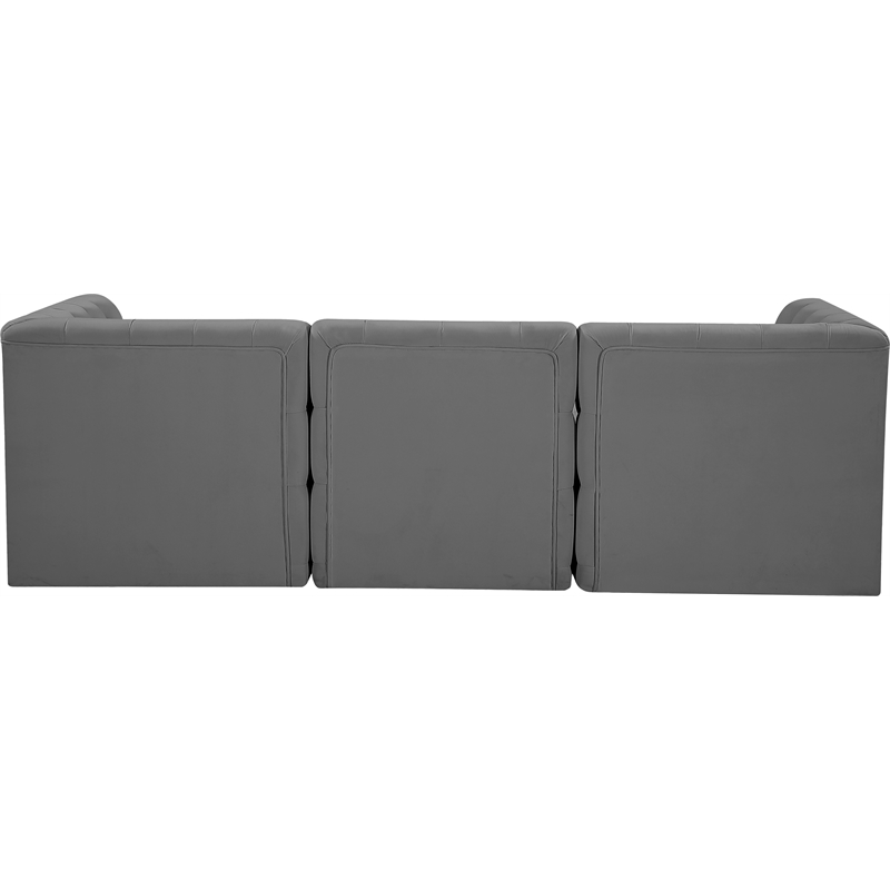 Meridian Furniture Tuft Grey Velvet Modular Sofa