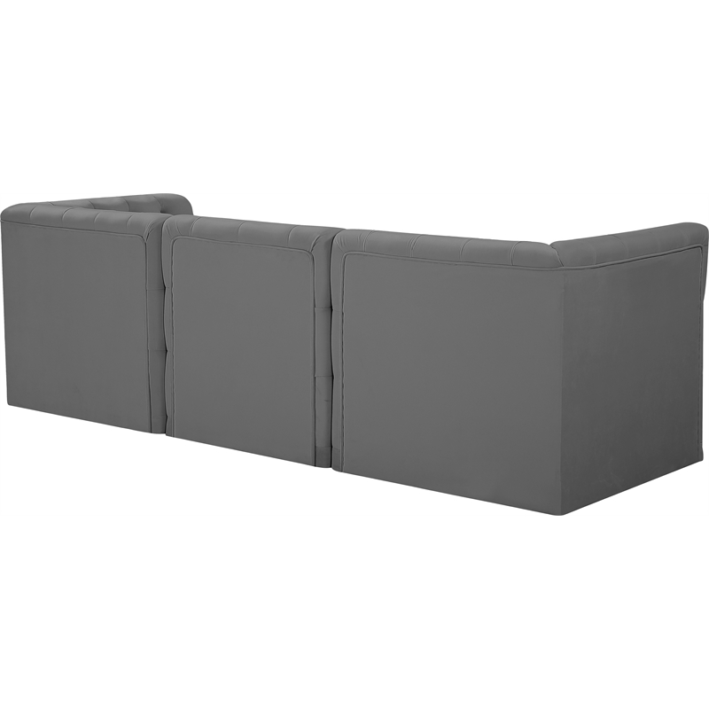 Meridian Furniture Tuft Grey Velvet Modular Sofa