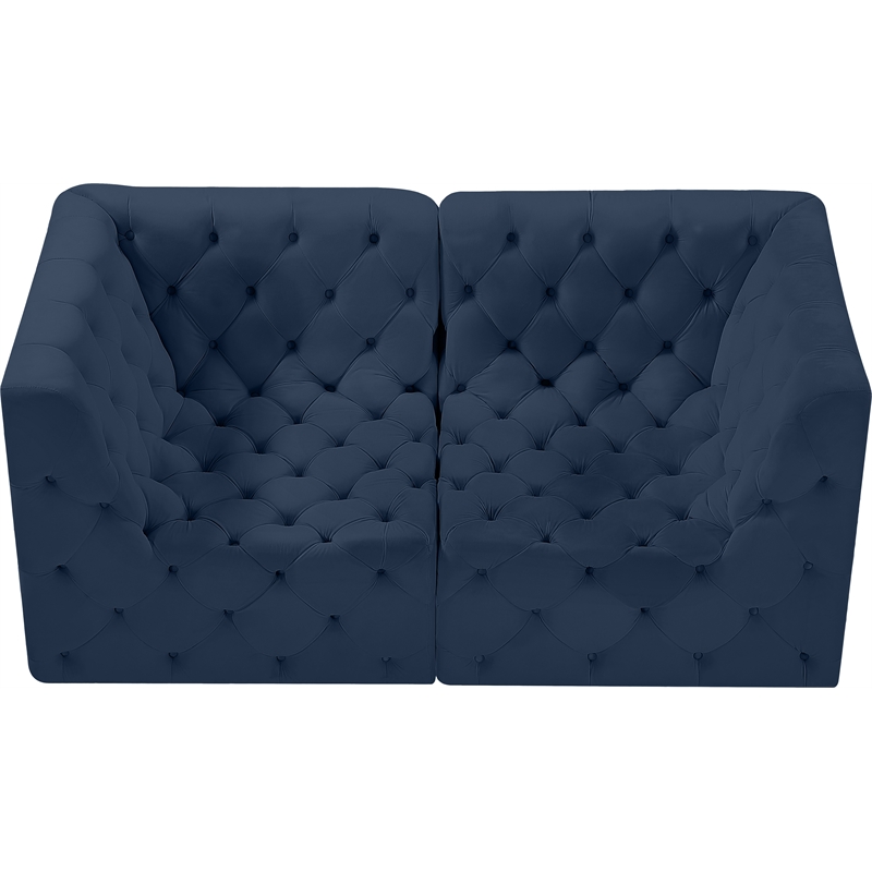 Meridian Furniture Tuft Navy Velvet Modular Sofa
