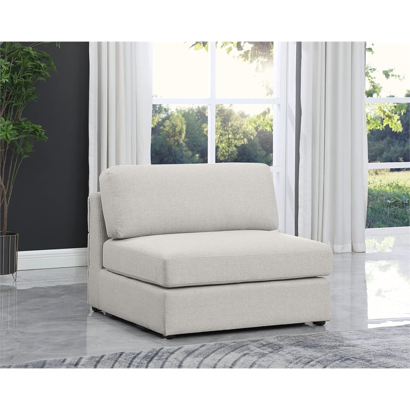 Meridian Furniture Beckham Beige Durable Linen Textured Fabric Armless