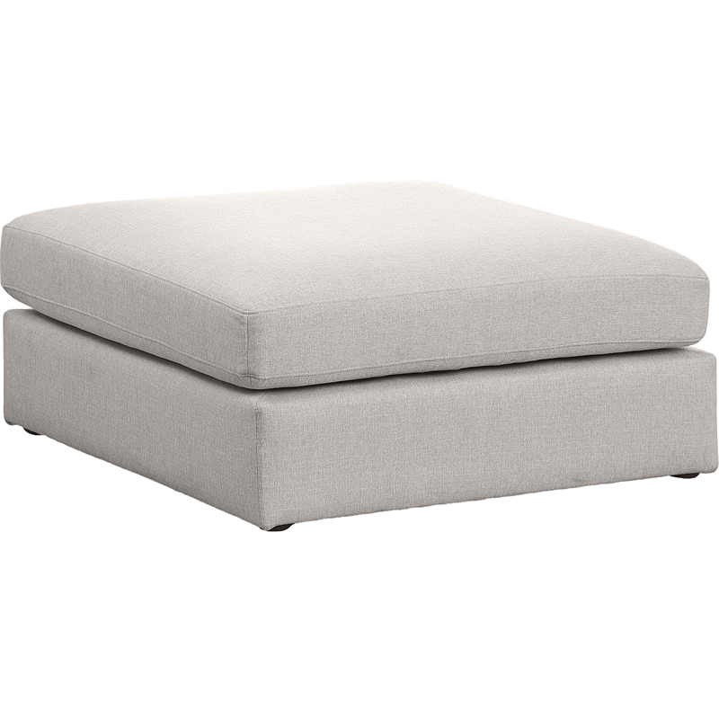 Meridian Furniture Beckham Beige Durable Linen Textured Fabric Ottoman