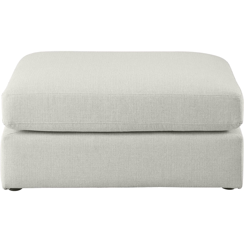 Meridian Furniture Beckham Beige Durable Linen Textured Fabric Ottoman