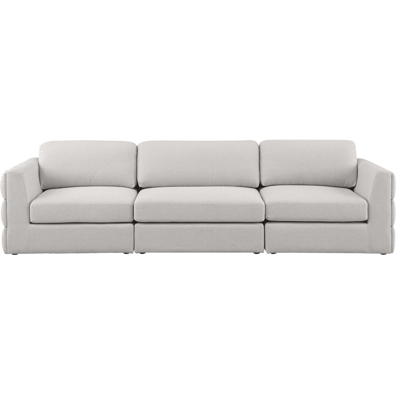 Meridian Furniture Beckham Beige Durable Linen Textured Fabric Modular Sofa