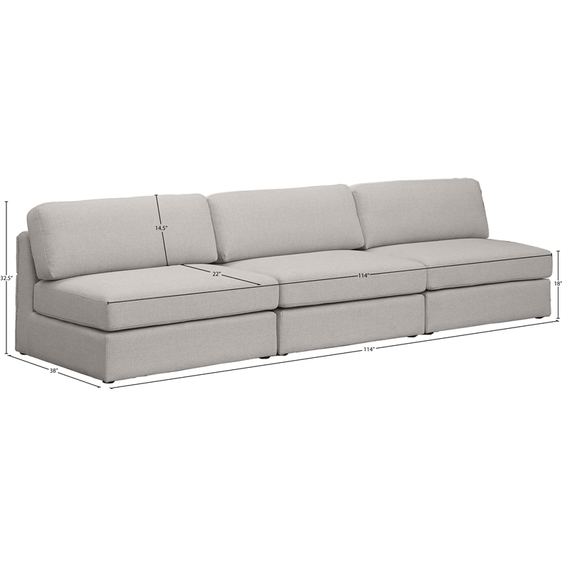 Meridian Furniture Beckham Beige Durable Linen Textured Fabric Modular Sofa