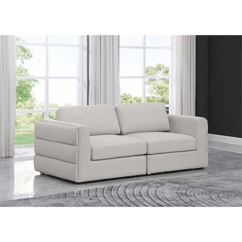 Meridian Furniture Beckham Beige Durable Linen Textured Fabric Modular Sofa