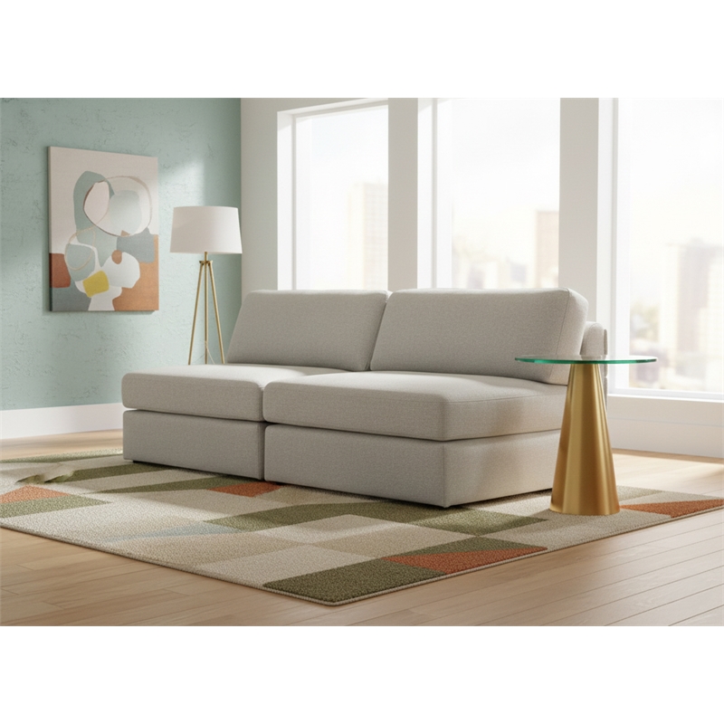 Meridian Furniture Beckham Beige Durable Linen Textured Fabric Modular Sofa