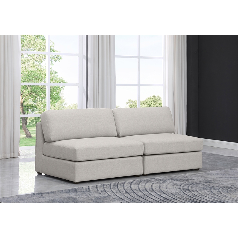 Meridian Furniture Beckham Beige Durable Linen Textured Fabric Modular Sofa