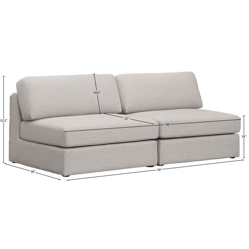 Meridian Furniture Beckham Beige Durable Linen Textured Fabric Modular Sofa