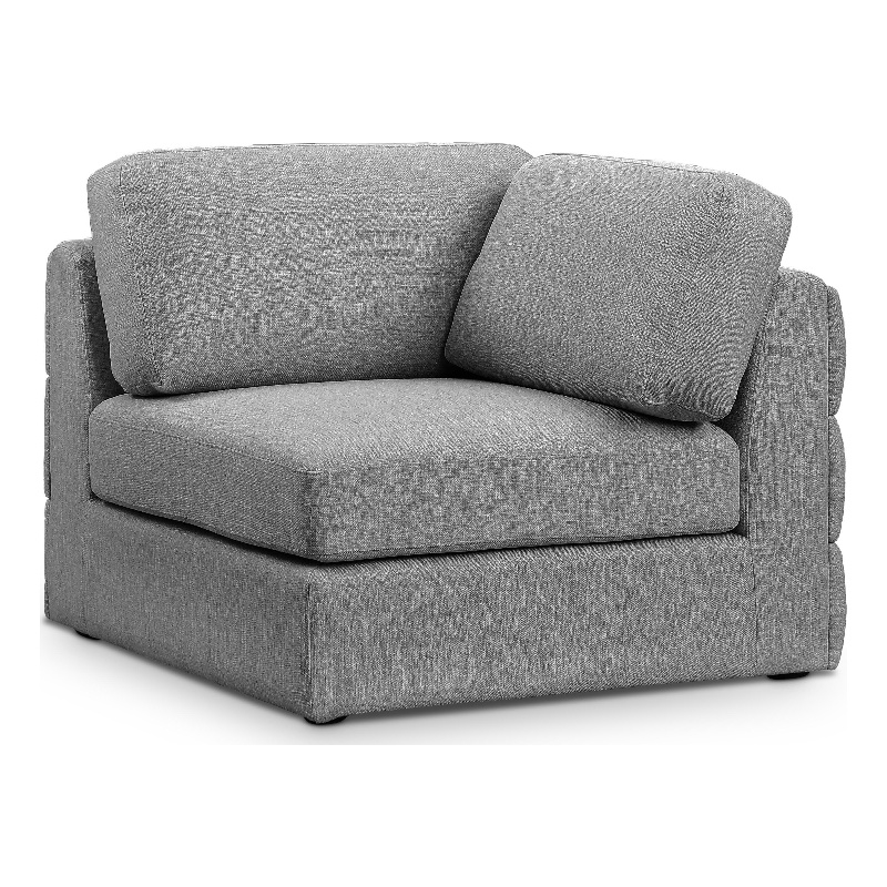 Meridian Furniture Beckham Grey Durable Linen Textured Fabric Corner