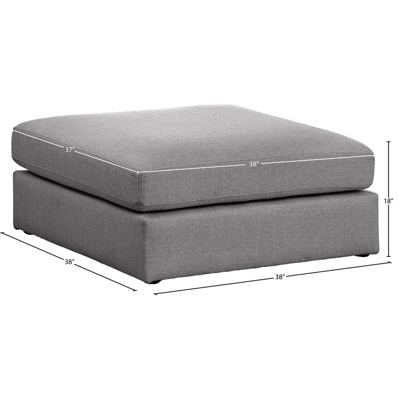 Meridian Furniture Beckham Grey Durable Linen Textured Fabric Ottoman