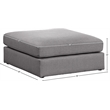 Meridian Furniture Beckham Grey Durable Linen Textured Fabric Ottoman