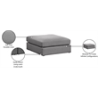 Meridian Furniture Beckham Grey Durable Linen Textured Fabric Ottoman