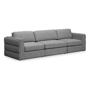 Meridian Furniture Beckham Grey Durable Linen Textured Fabric Modular Sofa