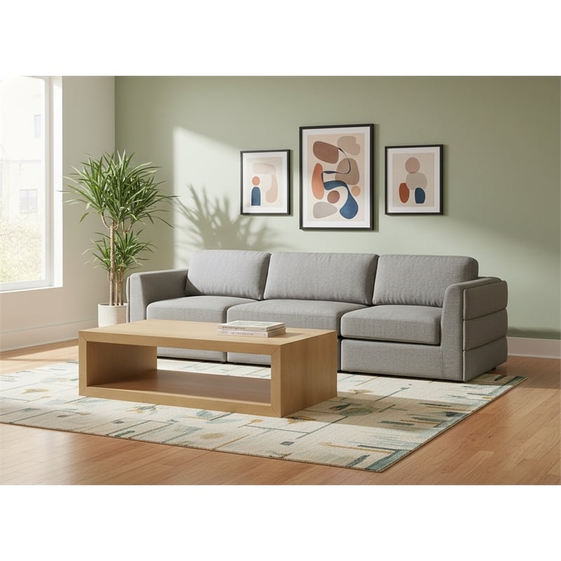 Meridian Furniture Beckham Grey Durable Linen Textured Fabric Modular Sofa