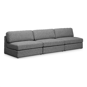 Meridian Furniture Beckham Grey Durable Linen Textured Fabric Modular Sofa