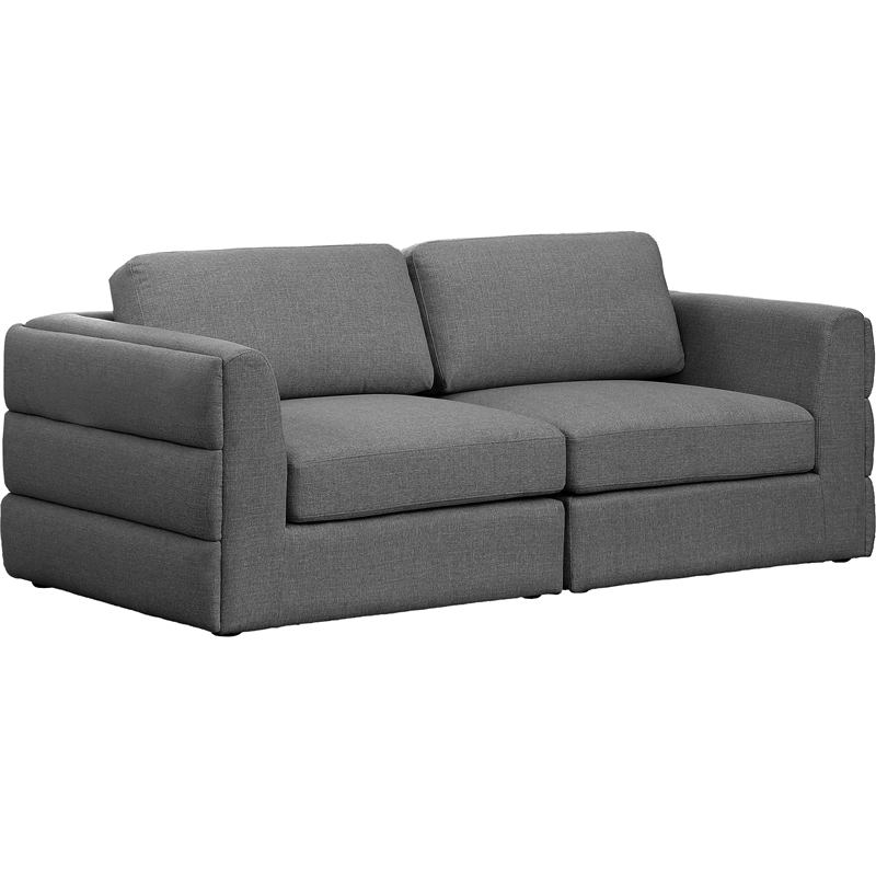 Meridian Furniture Beckham Grey Durable Linen Textured Fabric Modular Sofa