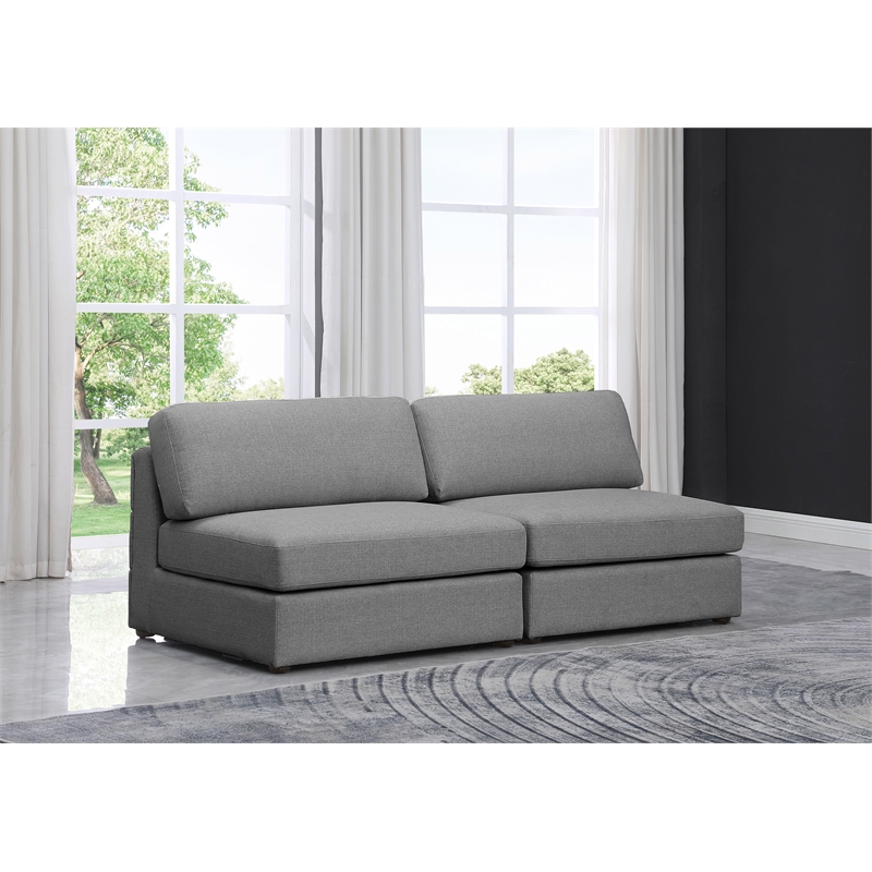 Meridian Furniture Beckham Grey Durable Linen Textured Fabric Modular Sofa