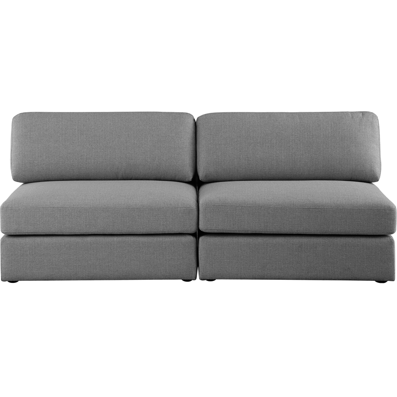 Meridian Furniture Beckham Grey Durable Linen Textured Fabric Modular Sofa