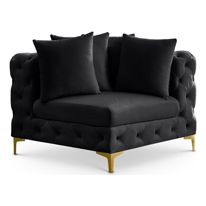 Meridian Furniture Tremblay Black Velvet Corner Chair